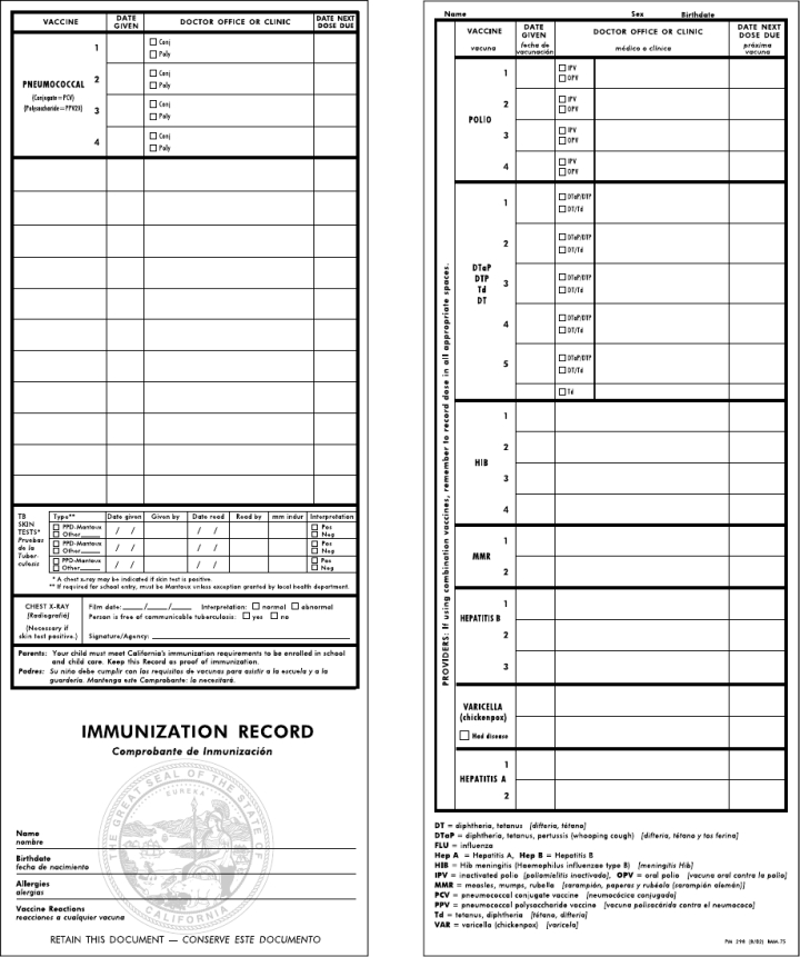 Pdf California Immunization Card Printable Printable Word Searches