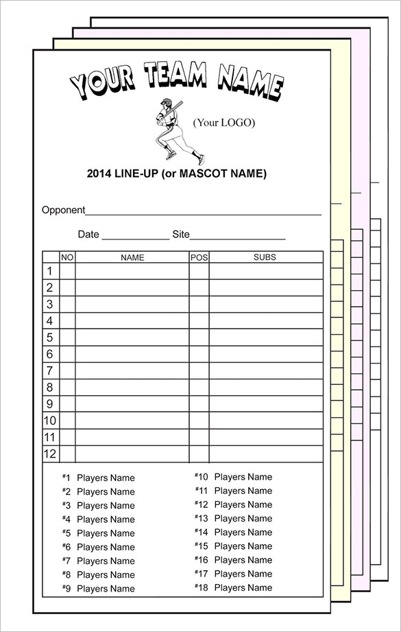 Pdf Printable Softball Lineup Cards