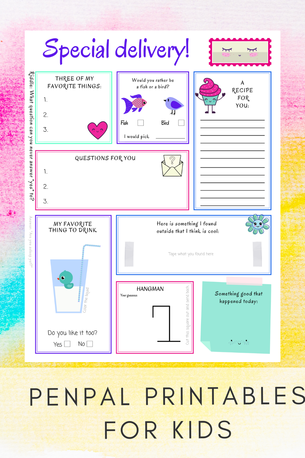 free printable pen pal letter template