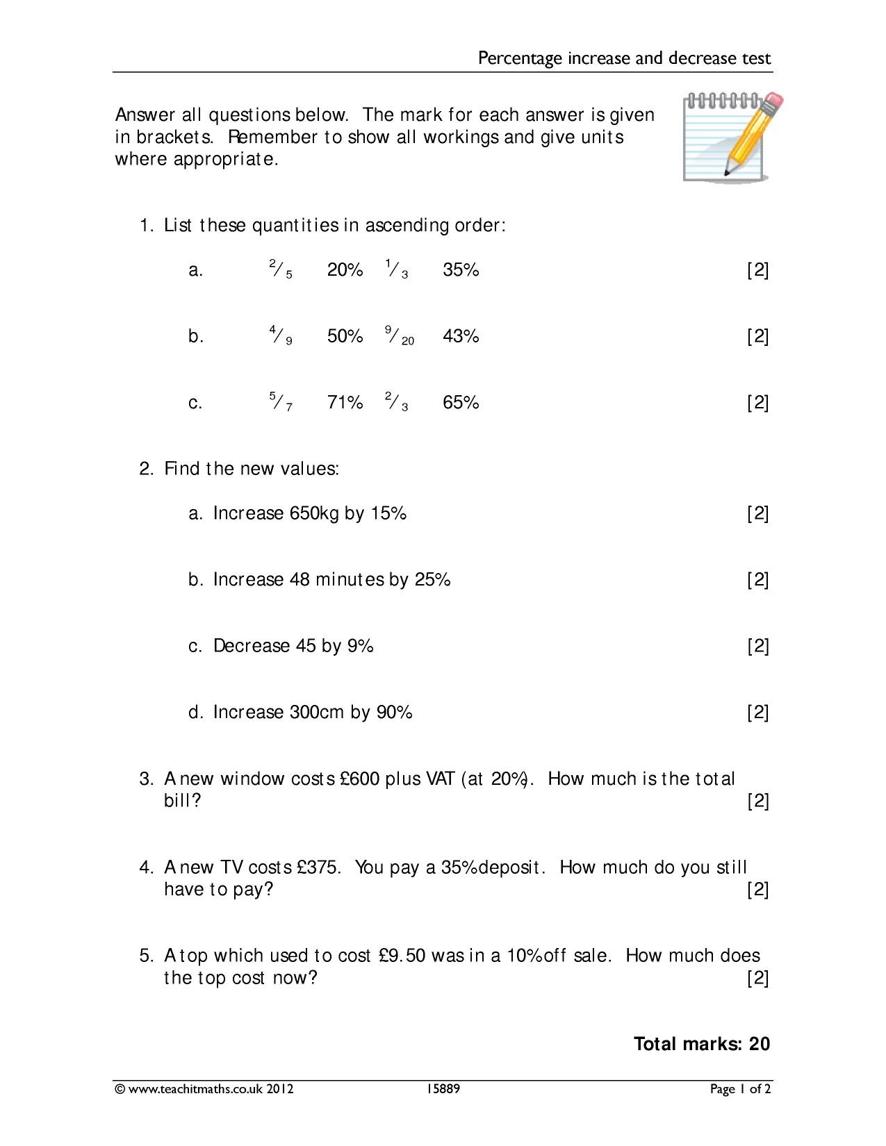 Percentage Increase And Decrease Worksheet In Pdf And Word Db excel