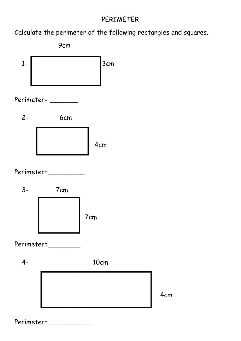 Perimeter Of Rectangles And Squares Worksheet Live Worksheets 