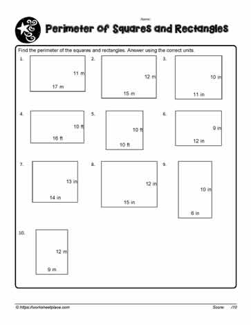 area and perimeter of rectangles worksheet