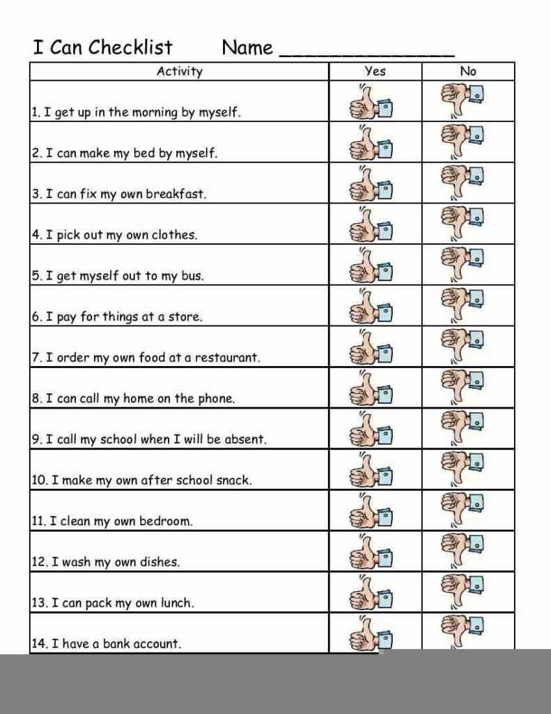 Personal Life Skills Worksheets SkillsWorksheets