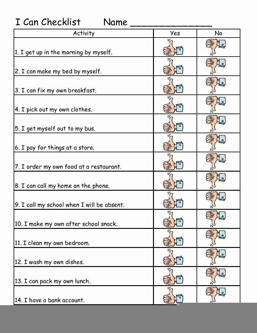Personal Life Skills Worksheets SkillsWorksheets