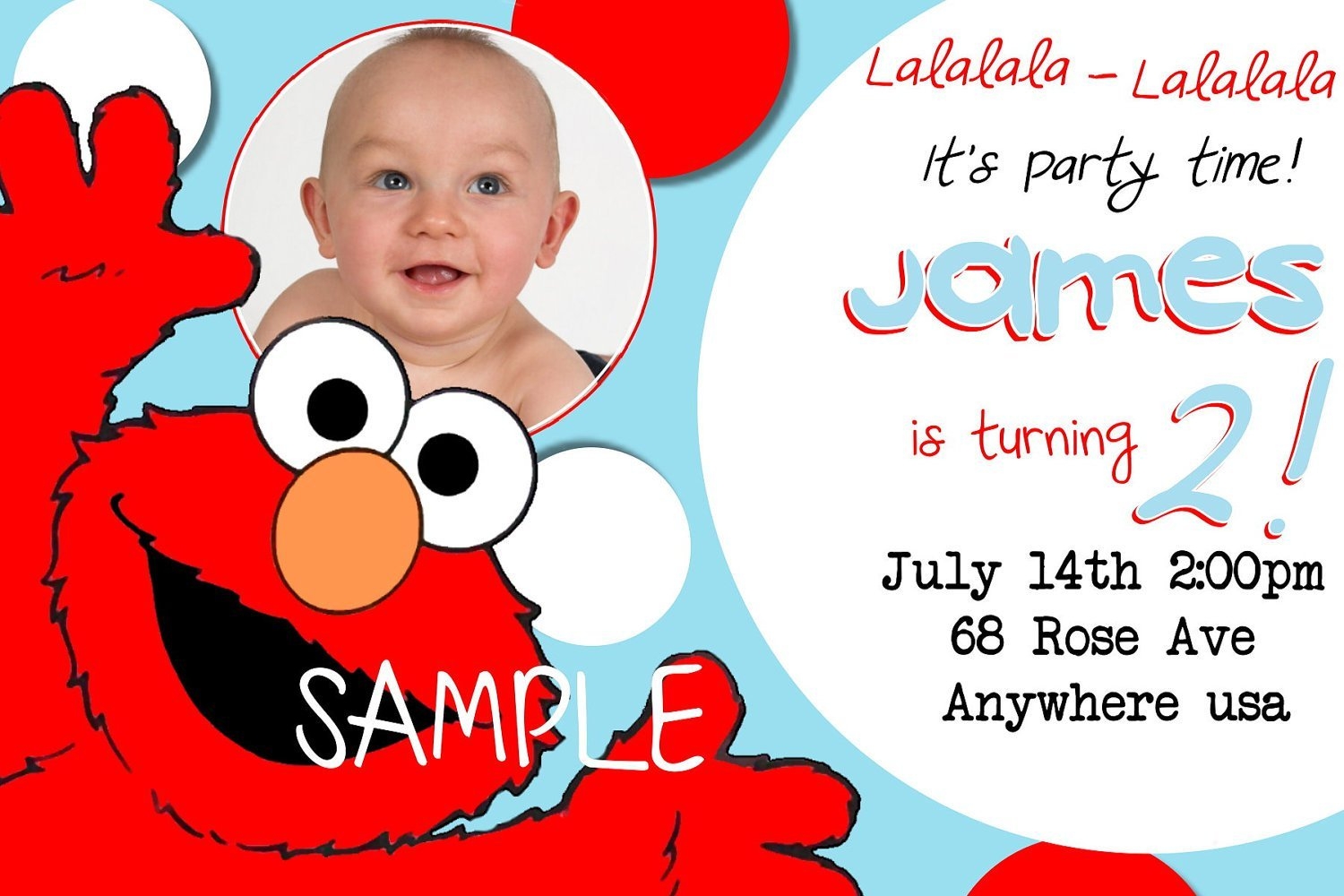 Personalized Elmo Birthday Invitations