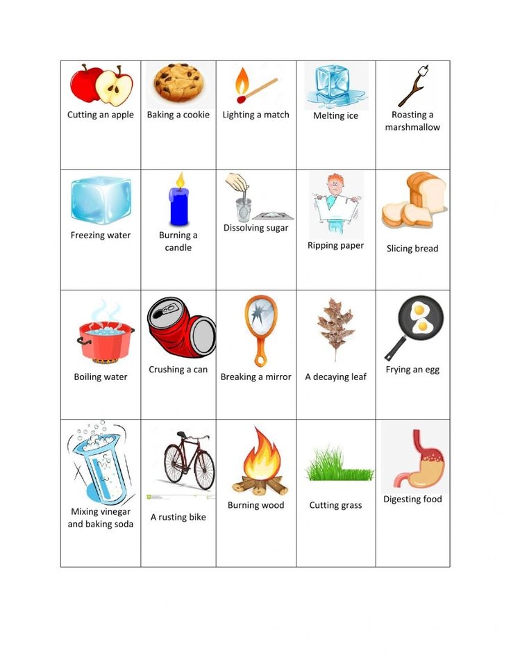 physical change and chemical change worksheets