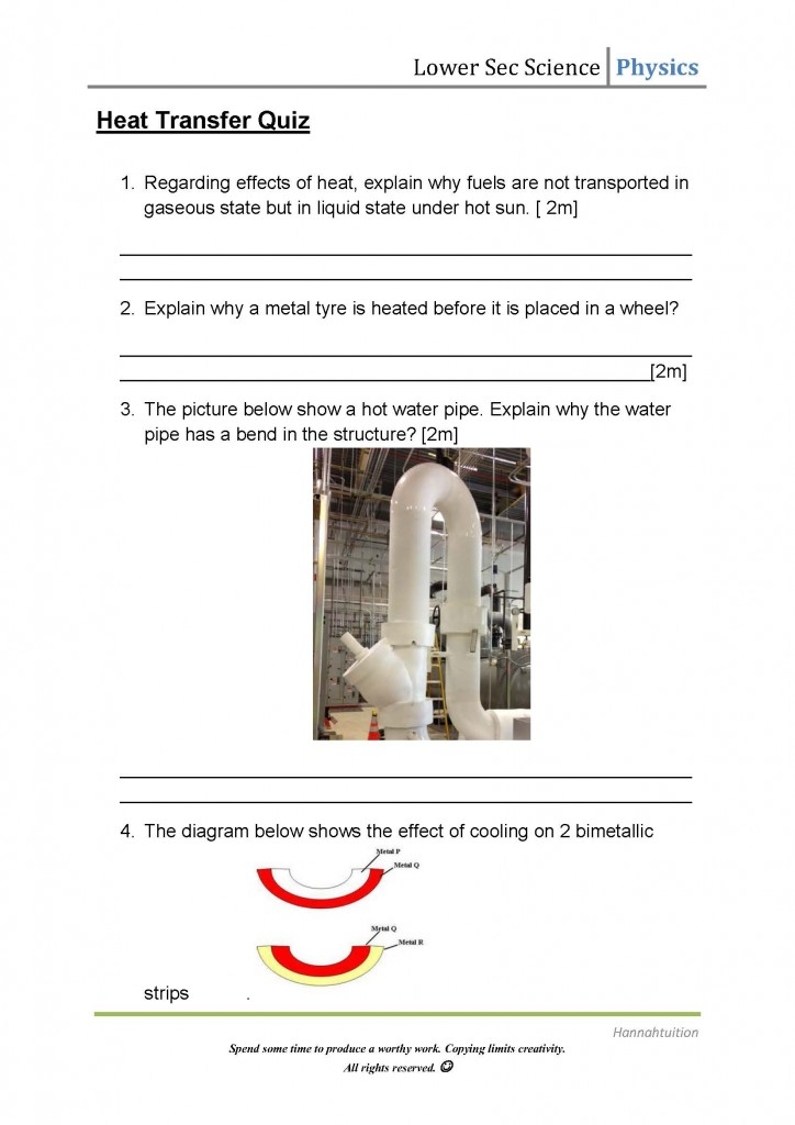 Physics Heat Transfer Lower Sec Worksheet
