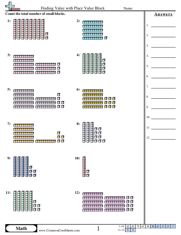 10s and 1s worksheet