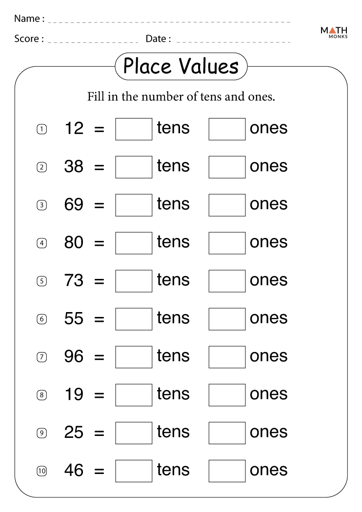 Place Value Worksheets 1st Grade With Answer Key