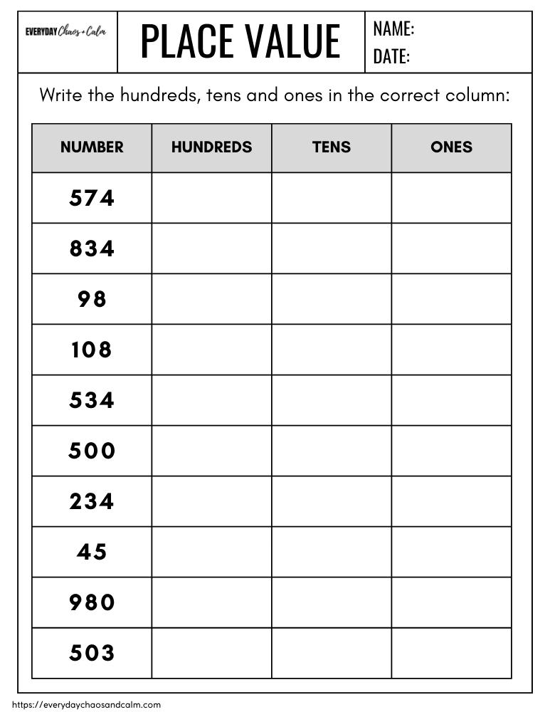 Place Value Worksheets For 3rd Grade Free Printables Worksheets Library