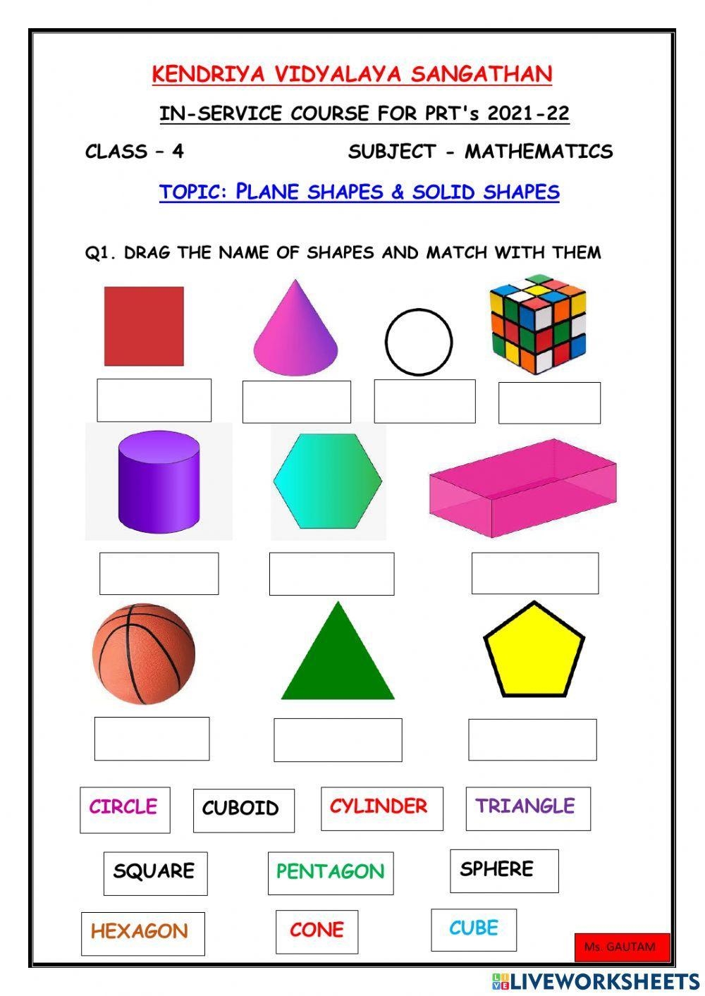 Plane Shapes The Curriculum Corner 123 Worksheets Library