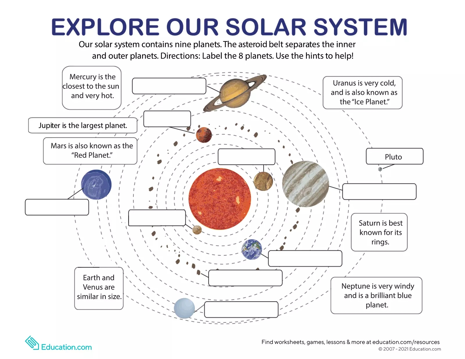 Planets in solar system Interactive Worksheet Edform Worksheets Library