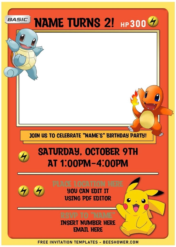 Pokemon Birthday Invitation Template Free Content Calendar Template
