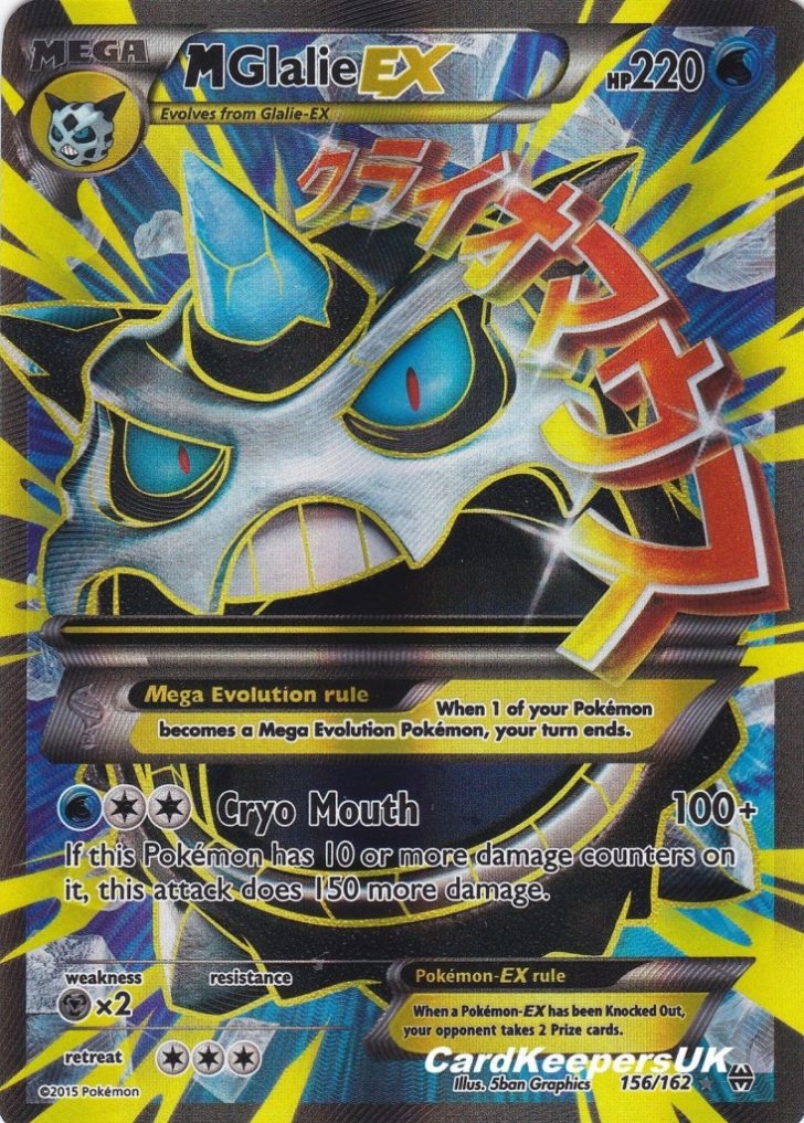 Pokemon Card Mega Glalie Ex 156 162 Full Art Xy Breakthrough Mint 
