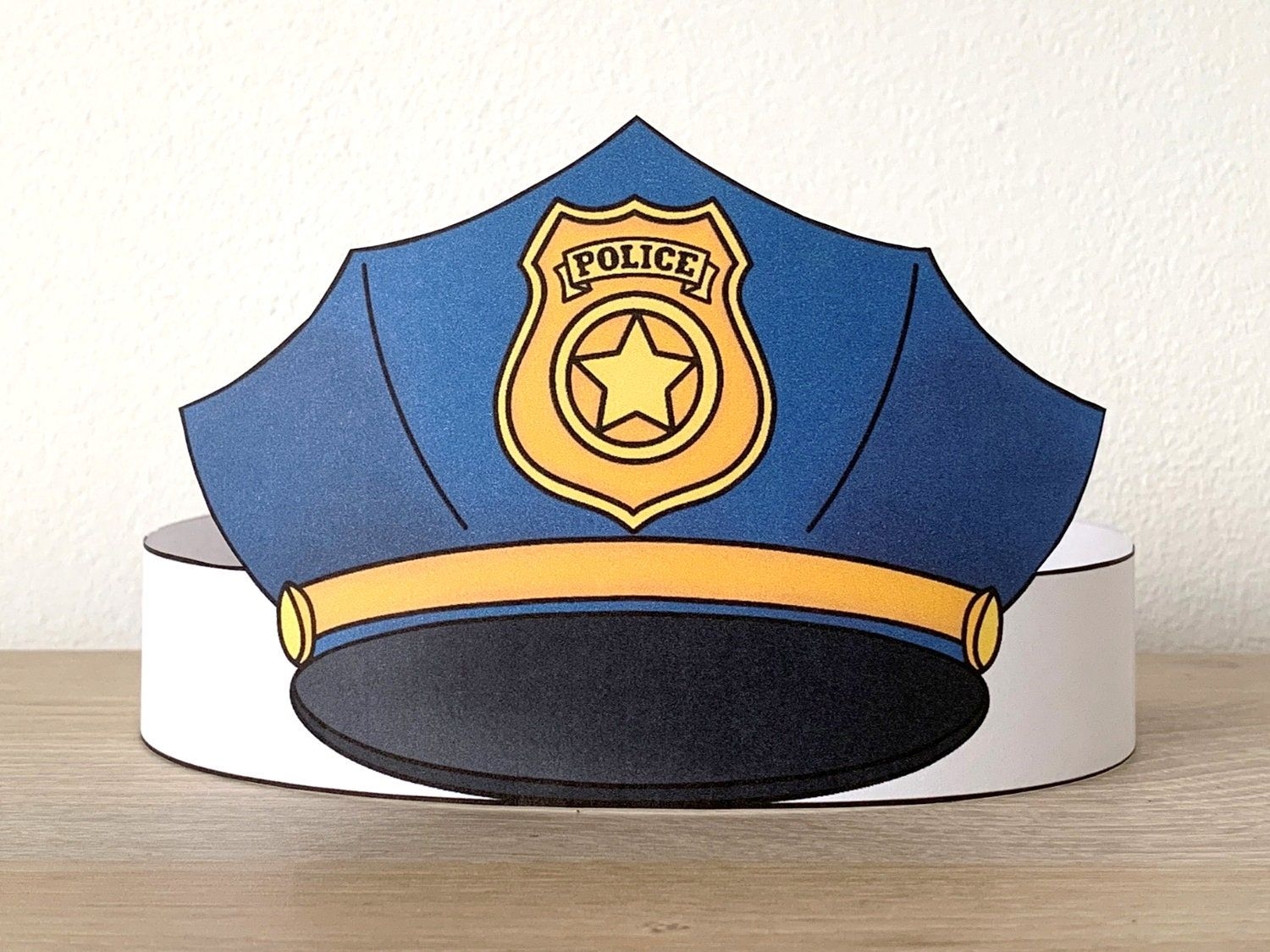 Police Cap Hat Paper Crown Party Coloring Printable Kids Craft 