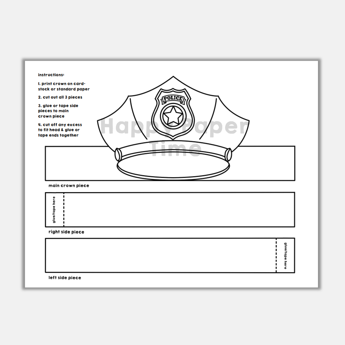 paper hat craft printable