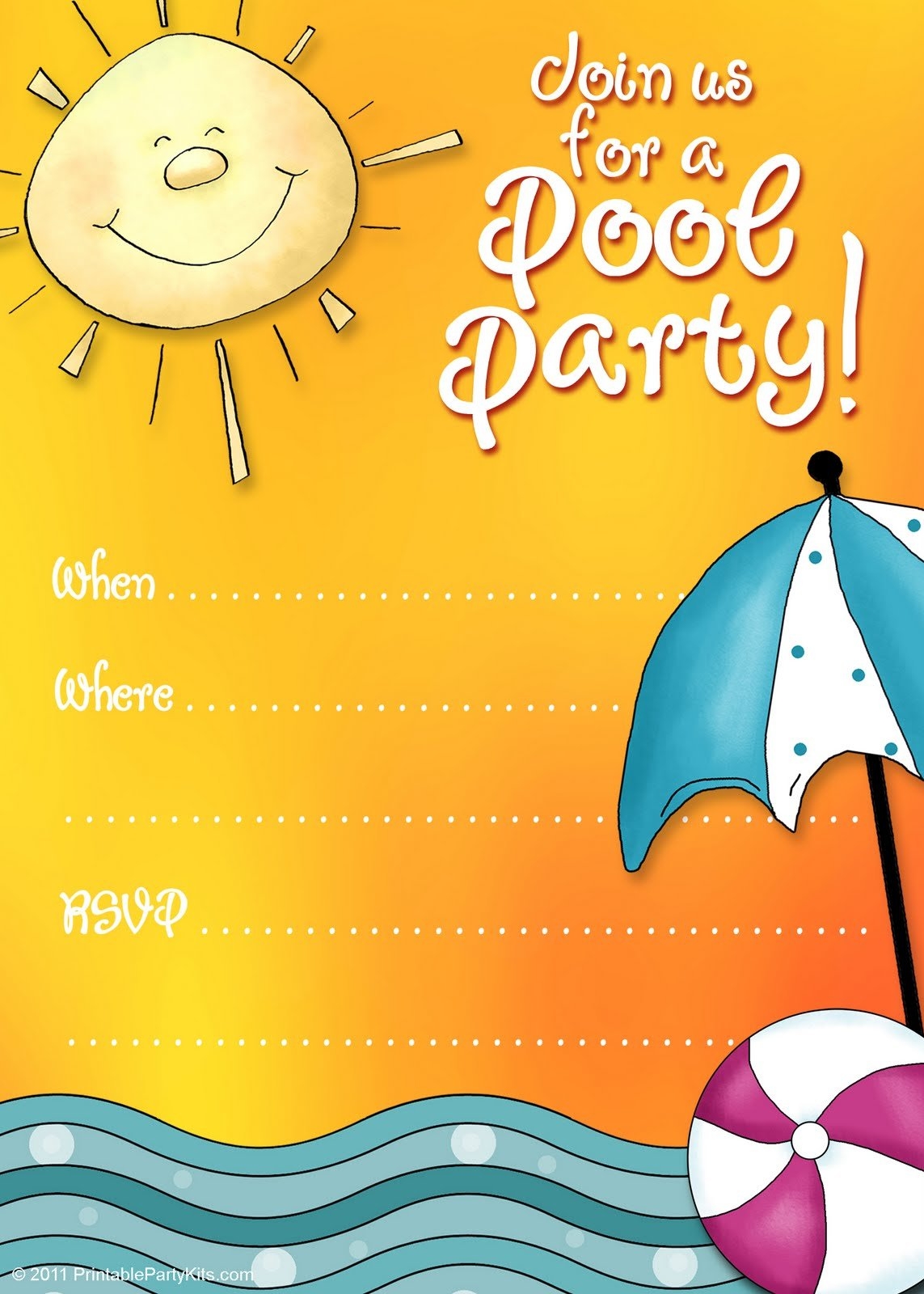 editable free printable birthday pool party invitations templates