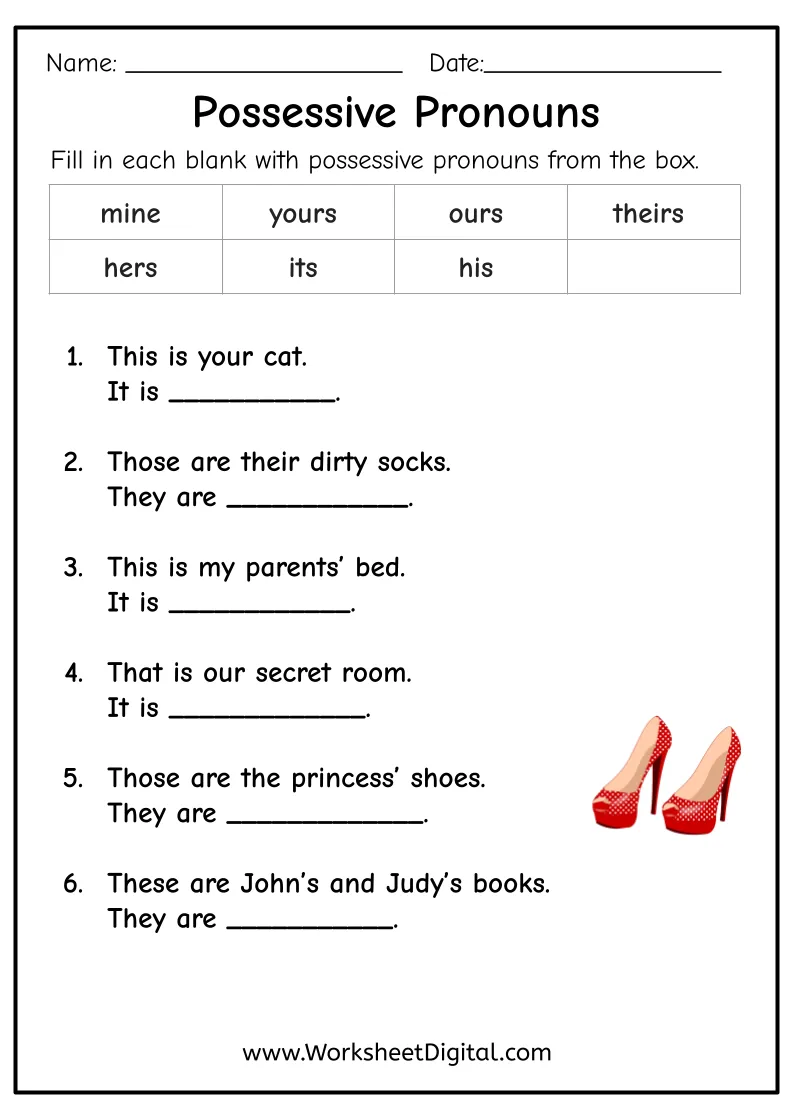 Possessive Pronouns Worksheet Digital Worksheets Library