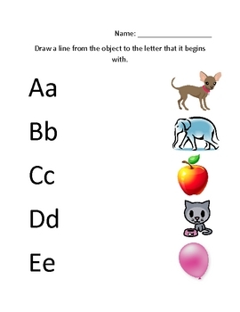 pre k matching worksheets
