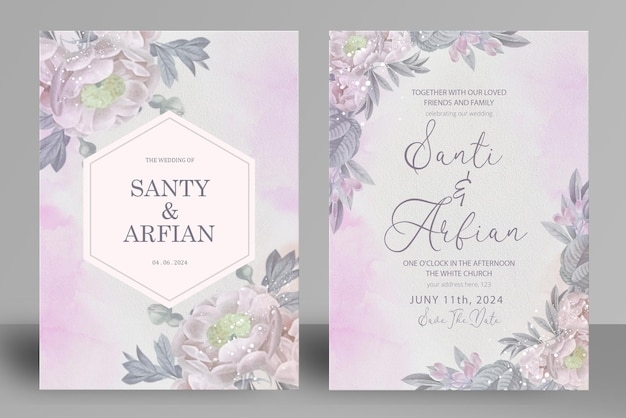 Premium PSD Double Sided Wedding Invitation Template