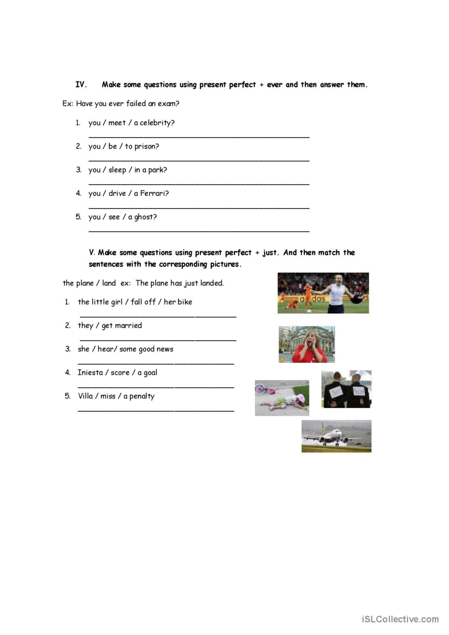 present perfect worksheet