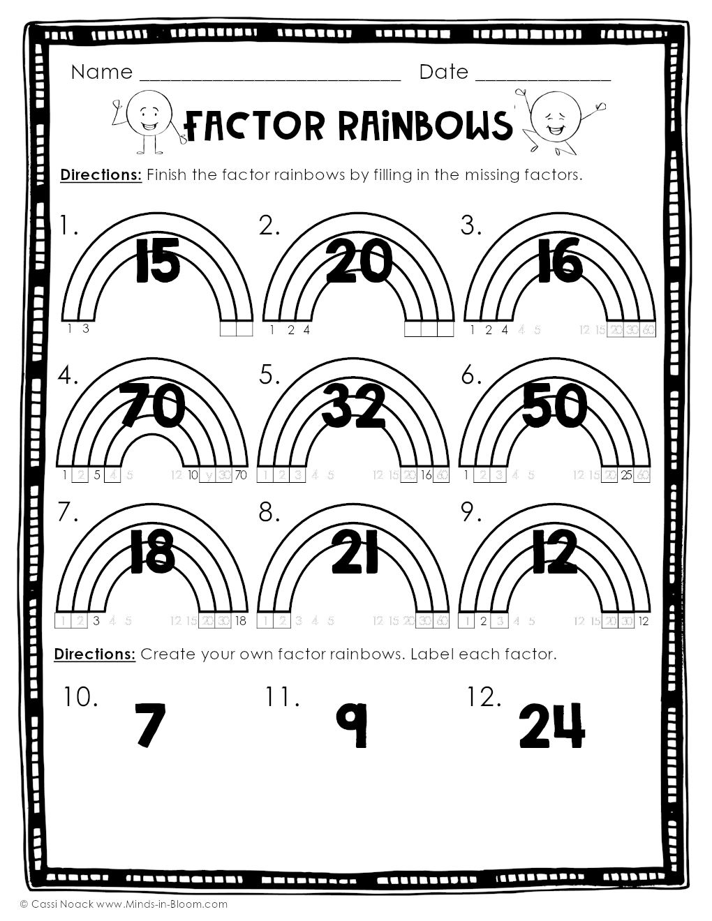 Prime And Composite Numbers Factor Rainbows Minds In Bloom 