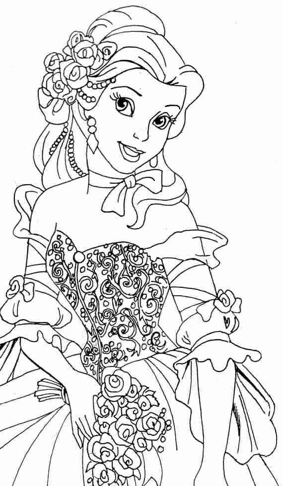 Princess Belle Coloring Page Coloring Home