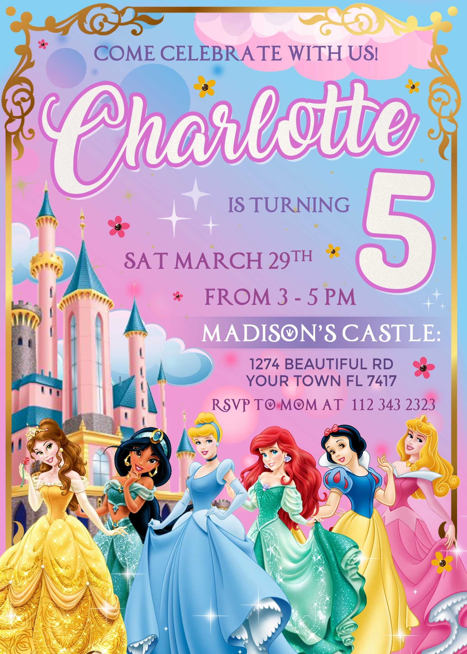 Princess Birthday Invitation Templates Free Greetings 41 OFF