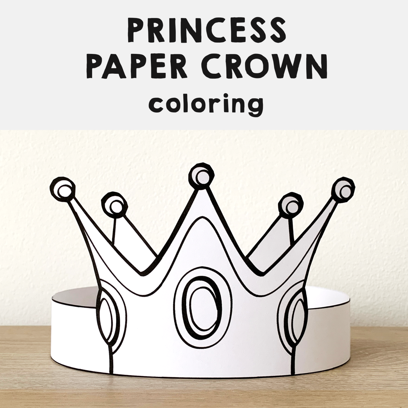 Princess Paper Crown Printable Royal Coloring Craft Activity Made By 