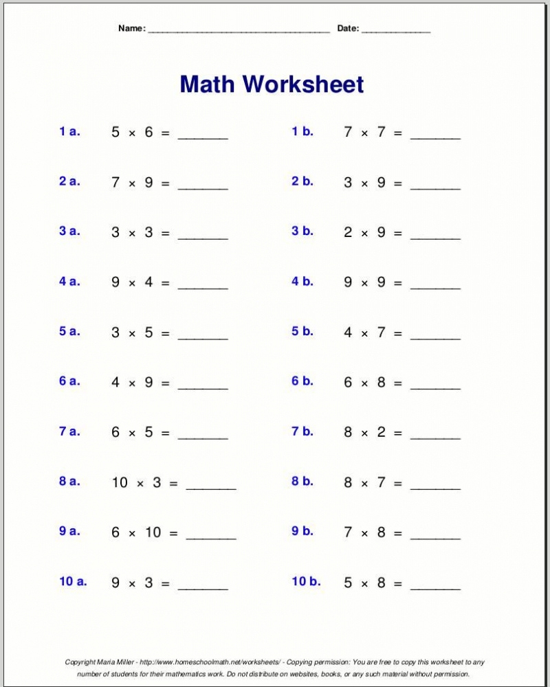 4th grade math worksheets multiplication