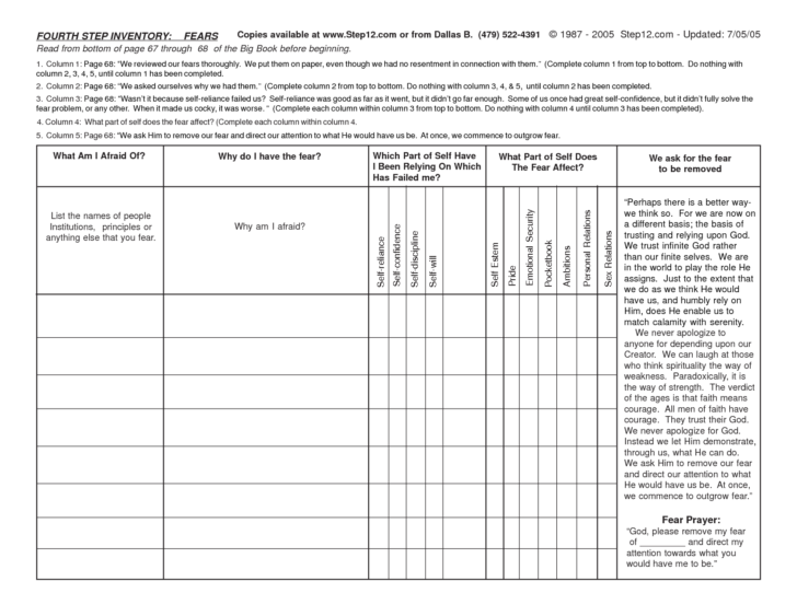Printable Aa Step Worksheets Printable Worksheets