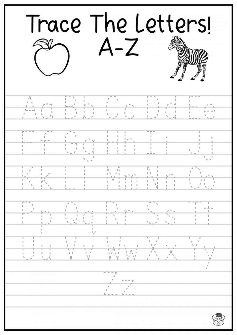 Printable Alphabet Tracing Worksheet A Z Printable PDF Template