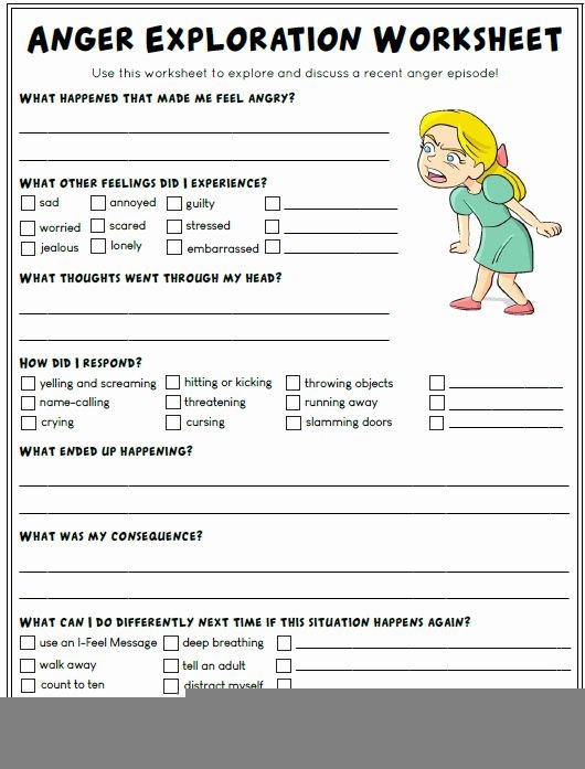 Printable Anger Worksheets For Teens Anger Management Worksheets