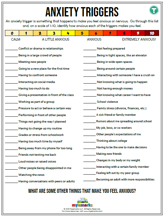 Printable Anxiety Triggers Worksheet Erika Printable