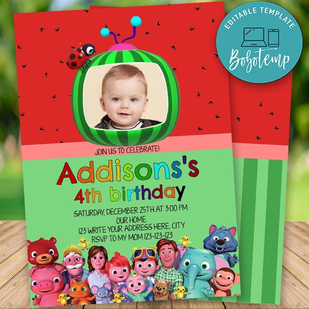 cocomelon invite free template