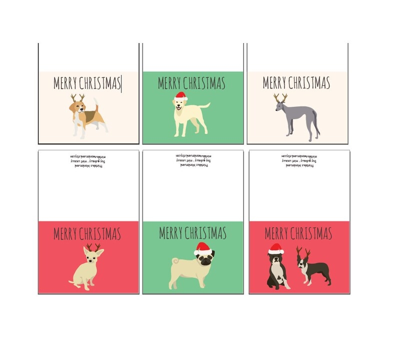 Printable Christmas Cards Dog Christmas Cards Instant Download And
