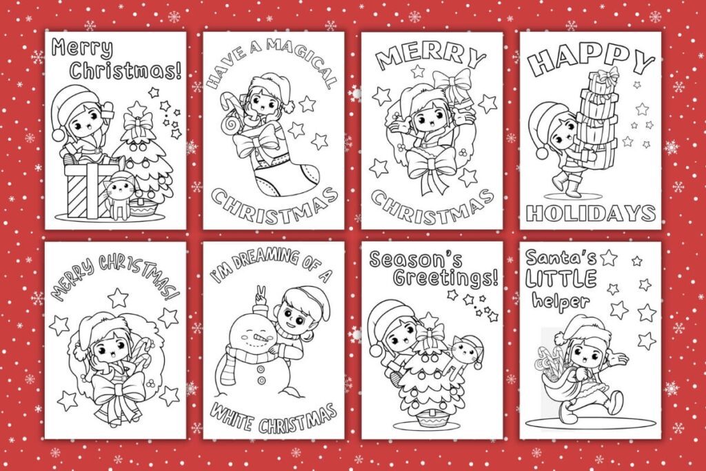Printable Christmas Cards To Color For Kids Worksheets Library