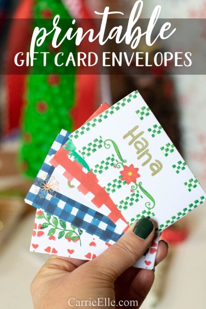 Printable Christmas Gift Card Envelope Carrie Elle Gift Card