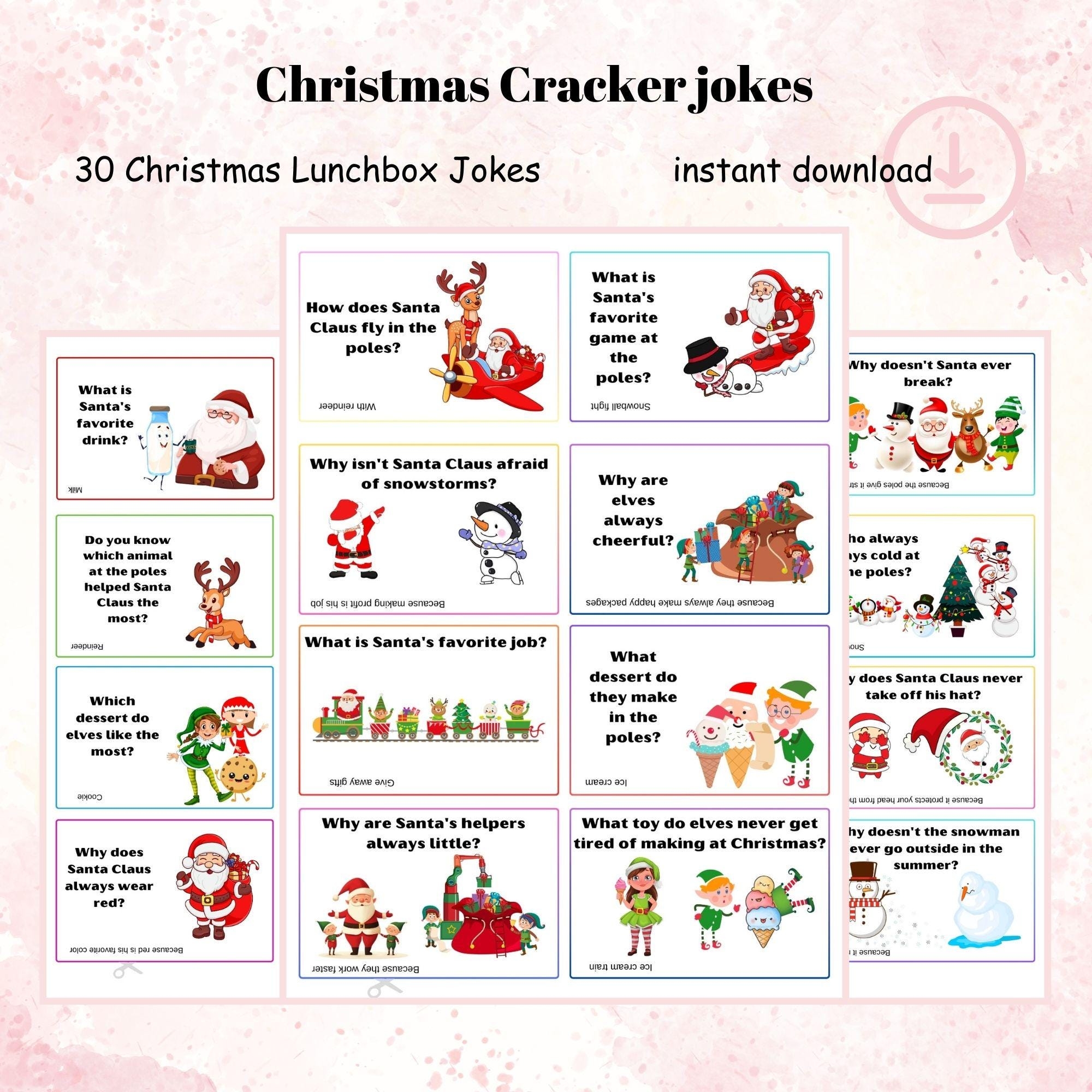 Printable Christmas Joke Cards For Kids Christmas Lunchbox Jokes 