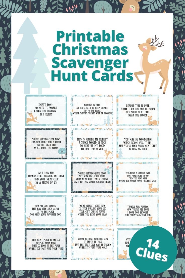 printable christmas scavenger hunt cards