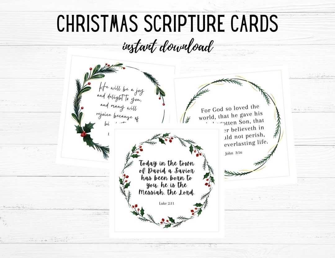 Printable Christmas Scripture Cards Christmas Bible Verse Cards 
