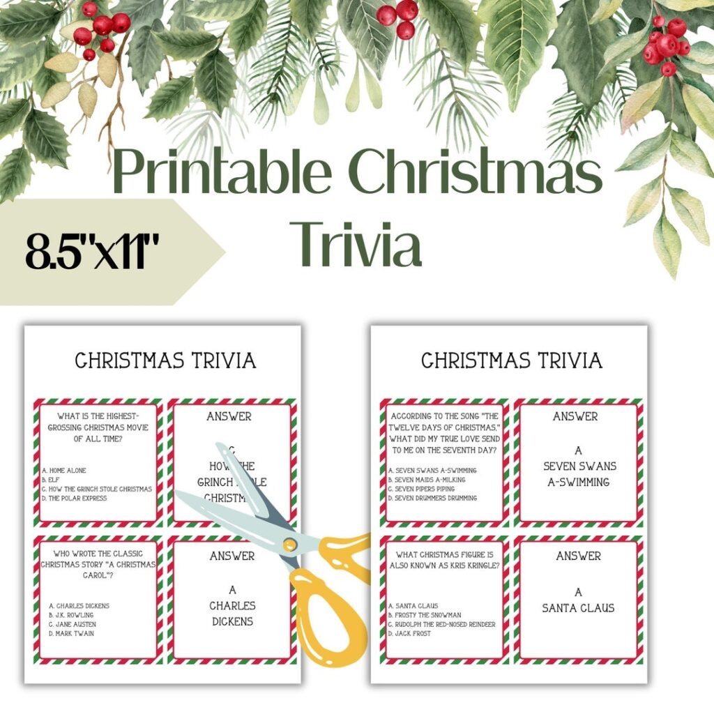 Printable Christmas Trivia Printable Holiday Games Christmas Etsy
