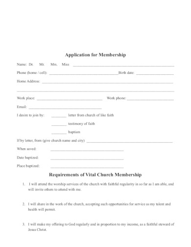 Printable Church Membership Forms Printable Forms Free Online