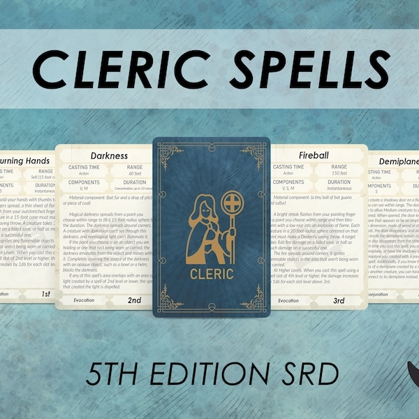 printable cleric spell cards