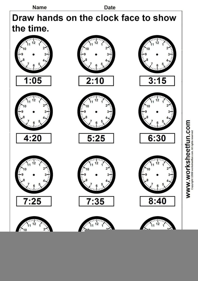 Printable Clock Worksheets Grade 2 Printable Worksheets