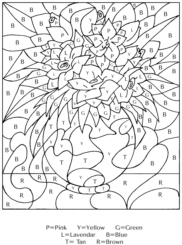 free color by number printable pages