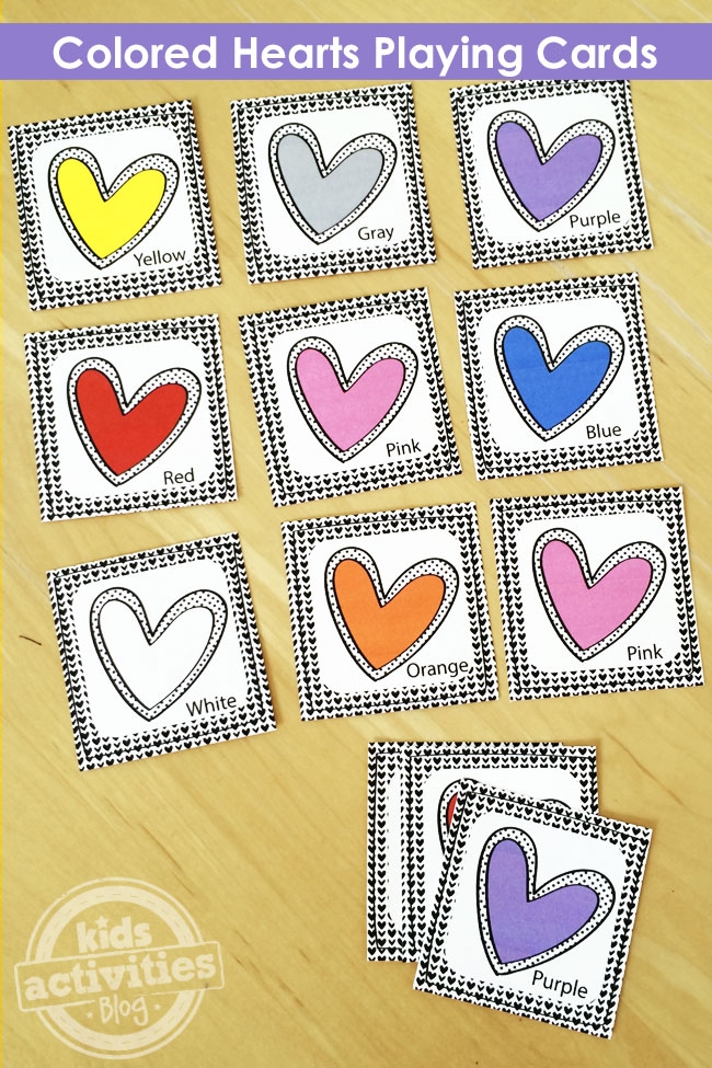 Printable Colored Hearts Playing Cards Kids Activities Blog