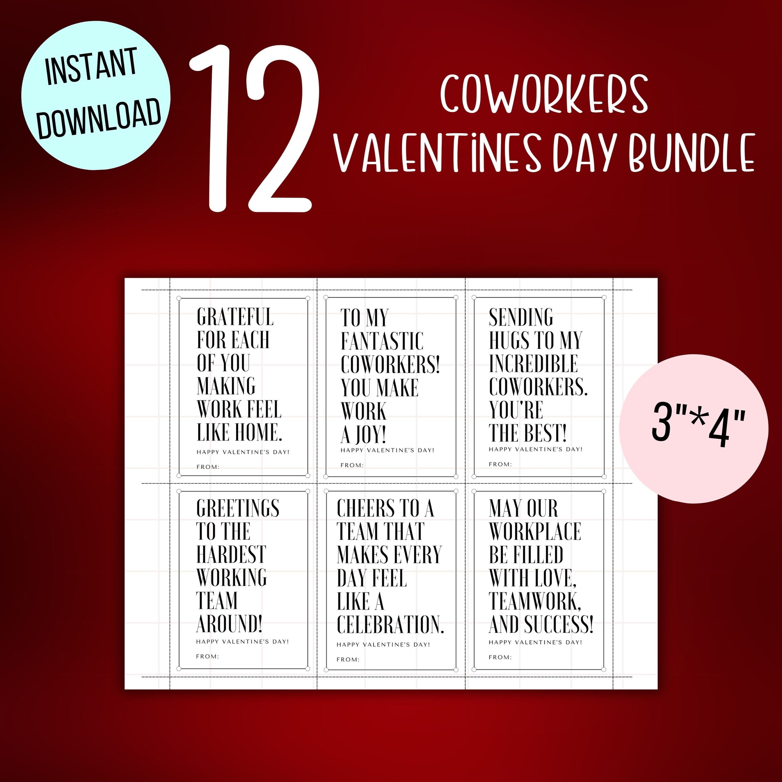 Printable Coworkers Valentines Cards Bundle Printable Employees 