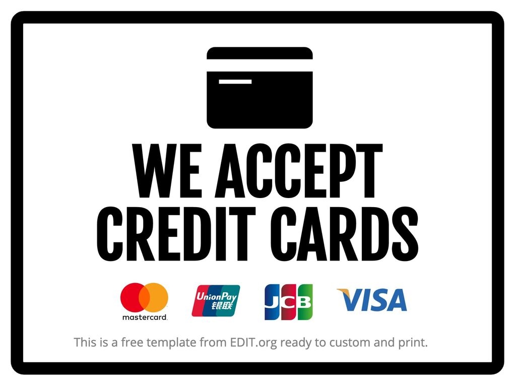 Printable Credit Card Fee Sign