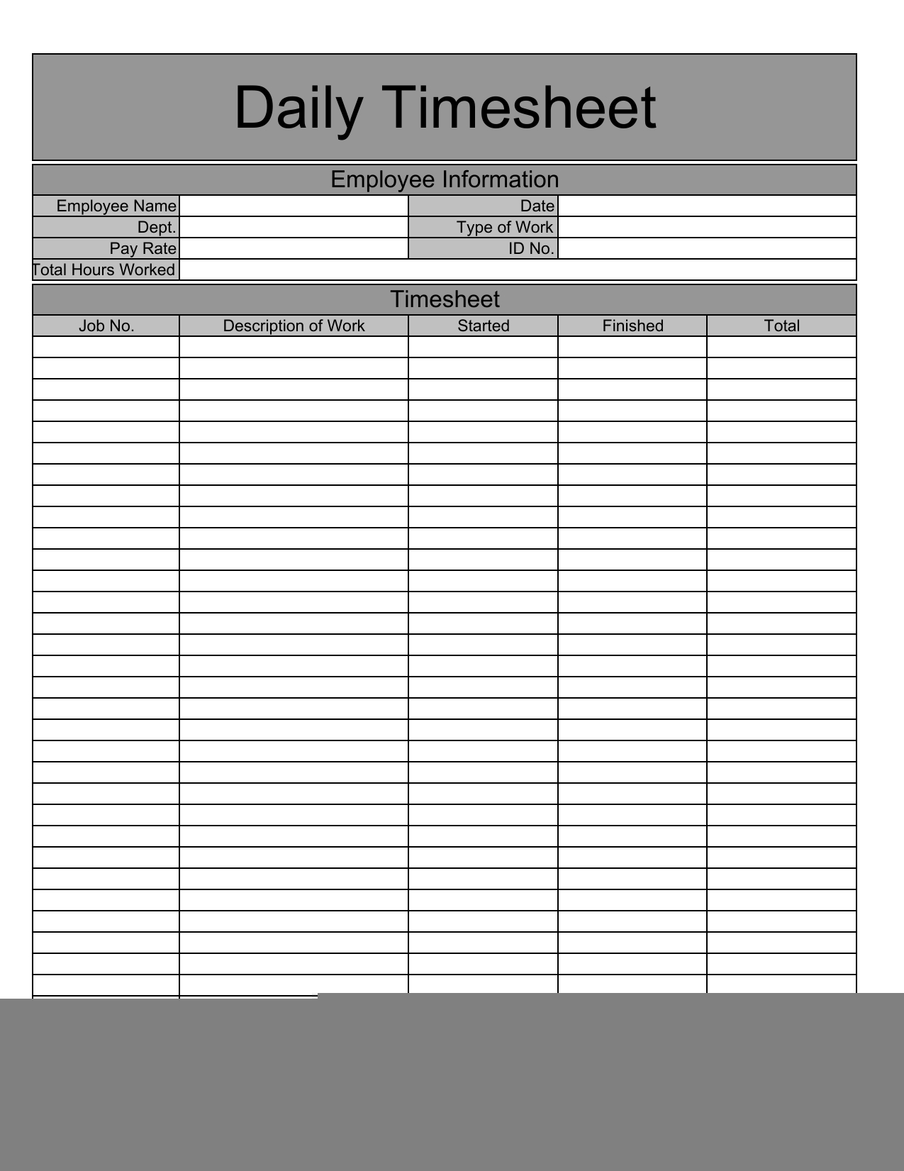 free printable timesheet template
